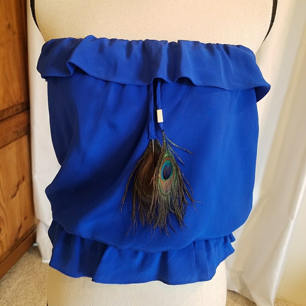 Karina Grimaldi Strapless Peacock Top